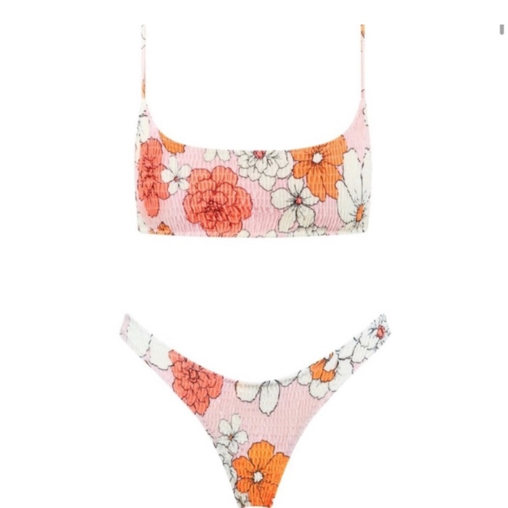 TRIANGL Floral Bikini Set in Pink and Orange